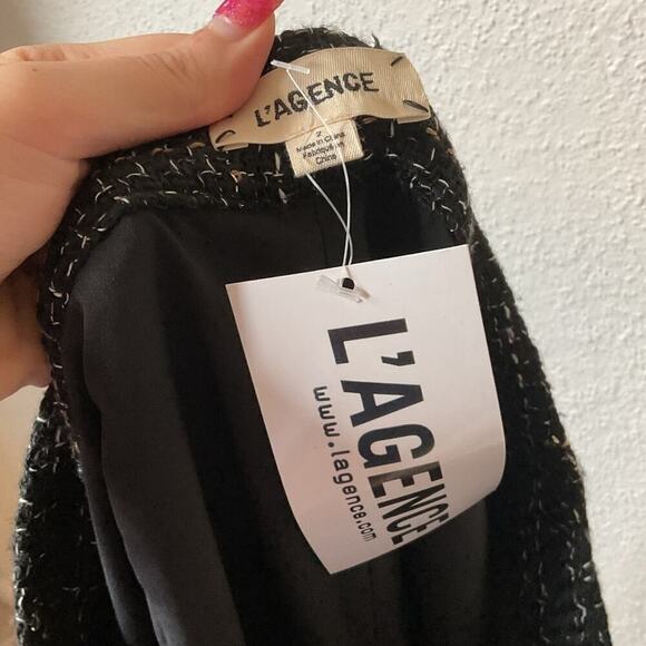 NWT L’agence Logan Tweed Trousers Size 2 Black Gold - Picture 9 of 9